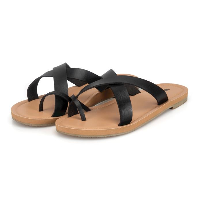 totes® Ladies Toe Post Strap Sandal Black  Extra Image 1